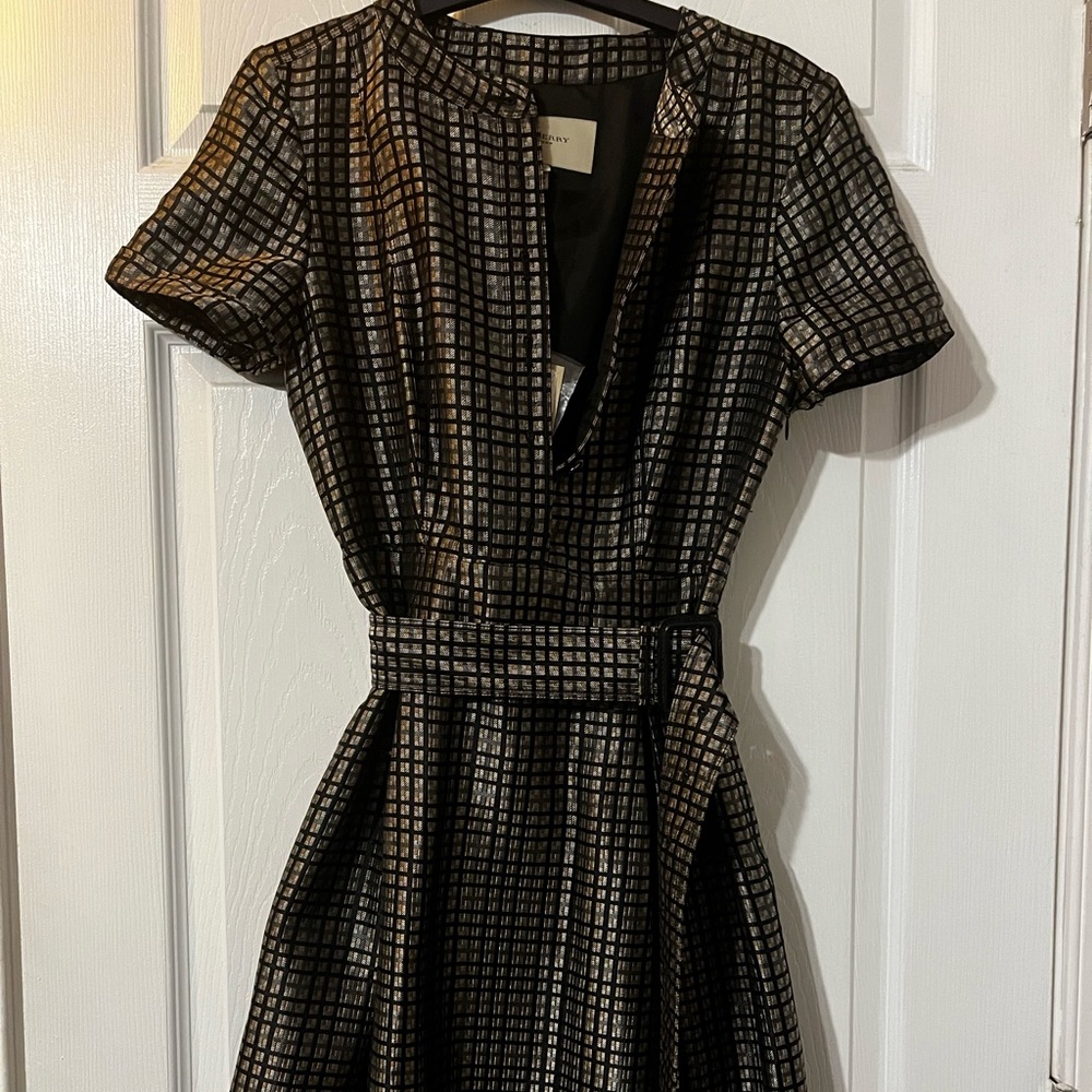 Metallic checkered Burberry office dress